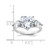 Sterling Silver Rhodium-Plated Heart Shape Center Cubic Zirconia 3-Stone Ring, 3 mm - View 3