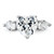 Sterling Silver Rhodium-Plated Heart Shape Center Cubic Zirconia 3-Stone Ring, 3 mm - View 5