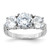 Sterling Silver Rhodium-Plated 3 Stone Cubic Zirconia Ring, 3 mm, 3 mm Wide, Filigree