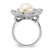 Sterling Silver Polished Simulated Pearl & Cubic Zirconia Flower Ring - View 2