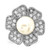 Sterling Silver Polished Simulated Pearl & Cubic Zirconia Flower Ring - View 5