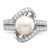 Sterling Silver Rhodium-Plated Simulated Pearl and Cubic Zirconia Ring, 3 mm - View 5