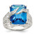 Sterling Silver Blue & Clear Cubic Zirconia Ring, 3 mm