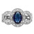 Sterling Silver Rhodium-Plated Dark Blue Glass and Cubic Zirconia Ring, 3 mm - View 5