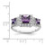 Sterling Silver Rhodium-Plated Purple Square Cubic Zirconia Ring, 2 mm - View 3