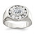 Sterling Silver Rhodium-Plated Men'S Cubic Zirconia Ring, 4 mm, 11.5 mm Top Length, 16.55 mm Top Width, 4 mm Wide, Polished