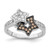 Sterling Silver Rhodium-Plated Clear & Champagne Cubic Zirconia Stars Ring, 3 mm