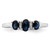 Sterling Silver Rhodium 3 Oval Sapphire & 0.012ct Diamond Ring, 2 mm - View 5