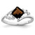 Sterling Silver Rhodium Princess-Cut Smoky Quartz & 0.02ct Diamond Ring, 2 mm