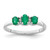 Sterling Silver Rhodium-Plated Emerald 3 Stone and 0.012ct Diamond Ring, 2 mm