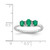 Sterling Silver Rhodium-Plated Emerald 3 Stone and 0.012ct Diamond Ring, 2 mm - View 3