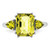 Sterling Silver Rhodium-Plated Checker-Cut Lemon Quartz Ring, 2 mm - View 5