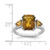 Sterling Silver Rhodium-Plated Checker-Cut Whiskey Quartz Ring, 2 mm - QR2916WQ - View 3
