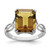 Sterling Silver Rhodium-Plated Whiskey Quartz Ring, 2 mm