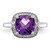 Sterling Silver Rhodium-Plated 0.1ct Diamond & Checker-Cut Amethyst Ring, 2 mm - View 5