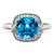 Sterling Silver Rhodium-Plated 0.1ct Diamond & Checker-Cut Blue Topaz Ring, 2 mm - View 5