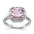 Sterling Silver Rhodium-Plated 0.1ct Diamond & Checker-Cut Pink Quartz Ring, 2 mm