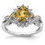 Sterling Silver Rhodium-Plated 0.15ct Diamond & Whiskey Quartz Ring, 2 mm