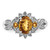 Sterling Silver Rhodium-Plated 0.15ct Diamond & Whiskey Quartz Ring, 2 mm - View 5
