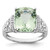 Sterling Silver Rhodium-Plated 0.106ct Diamond & Checker-Cut Green Quartz Ring, 2 mm