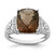 Sterling Silver Rhodium-Plated 0.106ct Diamond & Checker-Cut Smoky Quartz Ring, 2 mm