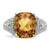 Sterling Silver Rhodium-Plated 0.106ct Diamond & Checker-Cut Whiskey Quartz Ring, 2 mm - View 4