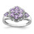 Sterling Silver Rhodium-Plated 0.05ct Diamond & Pink Quartz Ring, 2 mm