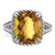 Sterling Silver Rhodium-Plated Checker-Cut Whiskey Quartz Ring, 2 mm - QR3194WQ - View 5