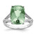 Sterling Silver Rhodium-Plated Checker-Cut Green Quartz Ring, 2 mm
