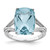 Sterling Silver Rhodium-Plated Checker-Cut Sky Blue Topaz Ring, 2 mm