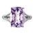 Sterling Silver Rhodium-Plated Checker-Cut Pink Quartz Ring, 2 mm - View 5