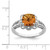 Sterling Silver Rhodium-Plated Checker-Cut Whiskey Quartz & 0.04ct Diamond. Ring, 2 mm - View 3