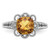Sterling Silver Rhodium-Plated Checker-Cut Whiskey Quartz & 0.04ct Diamond. Ring, 2 mm - View 5