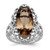 Sterling Silver Rhodium-Plated Smoky Quartz Ring, 2 mm, 24 mm Top Length, 18 mm Top Width