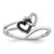 White Night Sterling Silver Rhodium-Plated Black and White 0.075ct Diamond Double Heart Ring, 1 mm