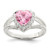 Sterling Silver Pink Cubic Zirconia Heart Ring, 2 mm, 12.25 mm Top Length, 12 mm Top Width, Textured