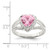 Sterling Silver Pink Cubic Zirconia Heart Ring, 2 mm, 12.25 mm Top Length, 12 mm Top Width, Textured - View 3