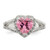 Sterling Silver Pink Cubic Zirconia Heart Ring, 2 mm, 12.25 mm Top Length, 12 mm Top Width, Textured - View 5
