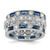 Sterling Silver Rhodium-Plated-Pltd Triple Band Blue/White/Clear Circle Center Ring, 4 mm