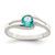 Sterling Silver Light Blue Round Bezel Cubic Zirconia Ring, 2 mm