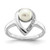 Sterling Silver Rhodium-Plated 0.02ct Diamond and Cultured Freshwater Pearl Ring, 2 mm