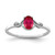 Sterling Silver Rhodium-Plated 0.01ct Diamond and Oval Ruby Ring, 2 mm