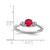 Sterling Silver Rhodium-Plated 0.021ct Diamond and Ruby Ring, 2 mm - View 3
