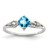 Sterling Silver Rhodium-Plated 0.02ct Diamond and Sky Blue Topaz Cushion Ring, 2 mm