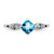 Sterling Silver Rhodium-Plated 0.02ct Diamond and Sky Blue Topaz Cushion Ring, 2 mm - View 5