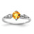 Sterling Silver Rhodium-Plated 0.02ct Diamond and Citrine Cushion Ring, 2 mm
