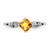 Sterling Silver Rhodium-Plated 0.02ct Diamond and Citrine Cushion Ring, 2 mm - View 5