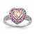 Sterling Silver Rhodium-Plated Morganite/Pink Sapphire/WT Heart Ring, 2 mm