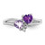 Sterling Silver Rhodium-Plated Amethyst & Pink Quartz & 0.01ct Diamond Ring, 2 mm - View 5