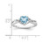 Sterling Silver Rhodium-Plated 0.02ct Diamond. Lt Swiss Blue Topaz Heart Ring, 2 mm - View 3